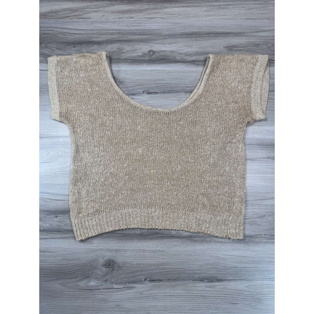 VTG Exclusive Imports Knit Top Sheer Short Sleeve‎ Scoop Neck M Cottagecore BOHO